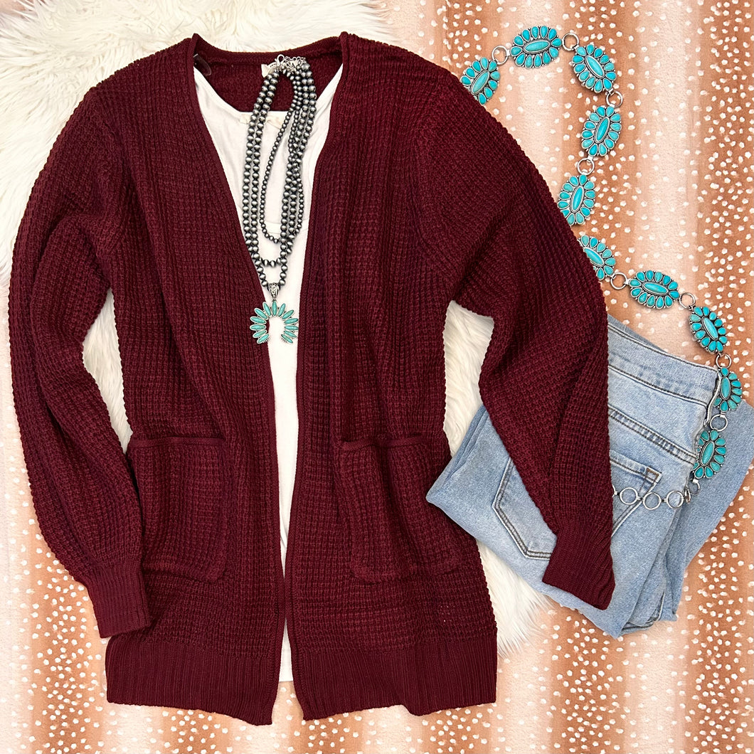 Brandy Waffle Knit Cardigan