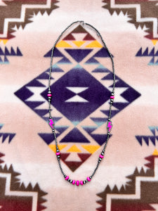 Pink Lightning Silver Pearl Necklace