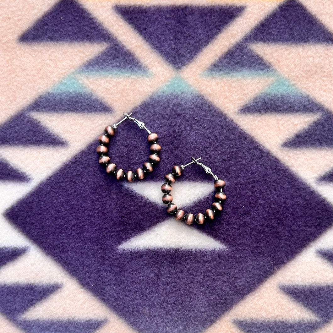 Beau Copper Pearl Hoops