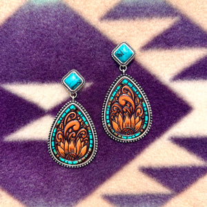 Zephyr Leather Sunflower Earrings