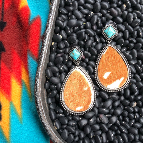 Maddox Tan Cowhide Earrings