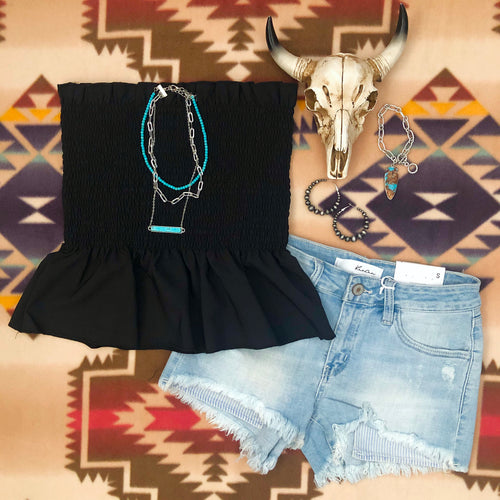 Eastwood Black Peplum Tube Top