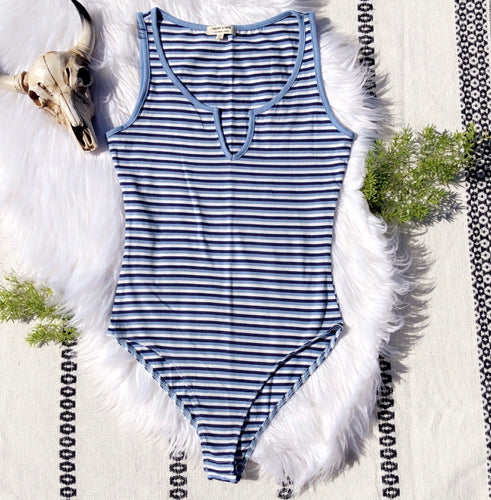Blue Striped Bodysuit