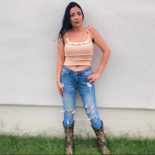 Load image into Gallery viewer, Just Peachy Smocked Crop Fit Top