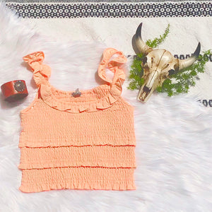 Just Peachy Smocked Crop Fit Top