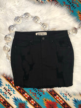 Load image into Gallery viewer, Black Distressed Denim Skirt