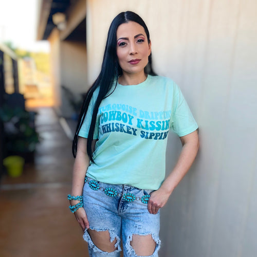 Turquoise Drippin Tee