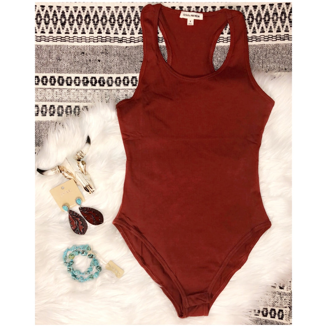 Rust Racerback Bodysuit