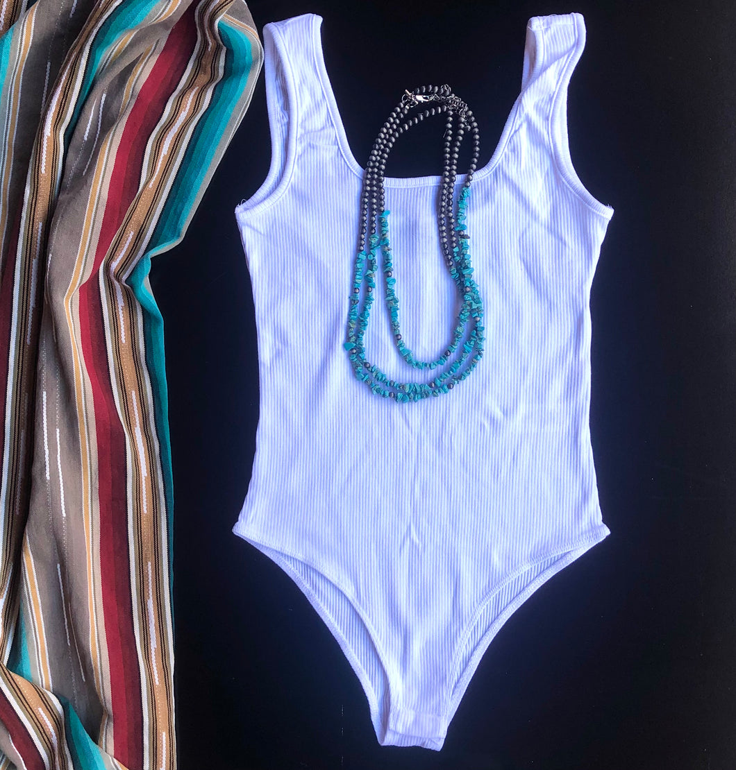 White Ribbed Bodysuit