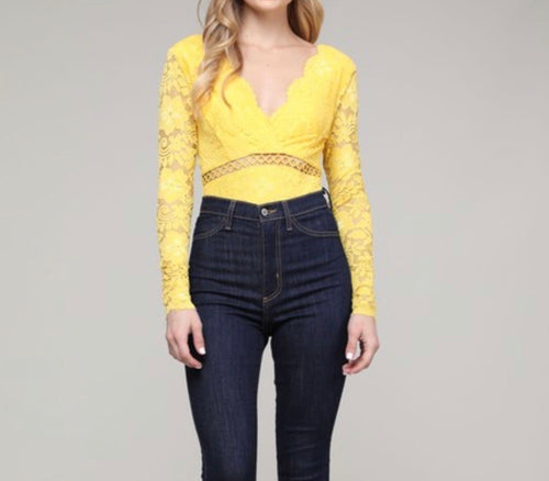 Yellow Lace Bodysuit