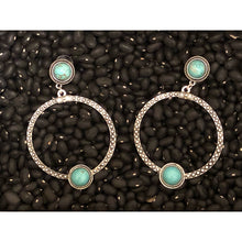 Load image into Gallery viewer, Linda Turquoise &amp; Silver Hoops