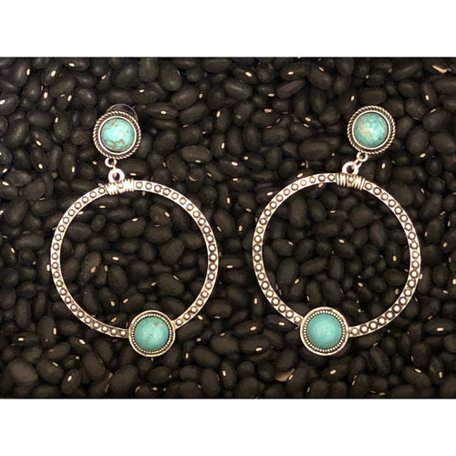 Linda Turquoise & Silver Hoops