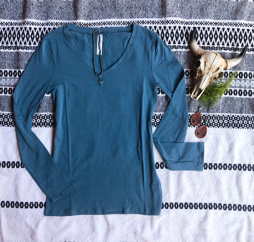 Slate Blue Long Sleeve Tee