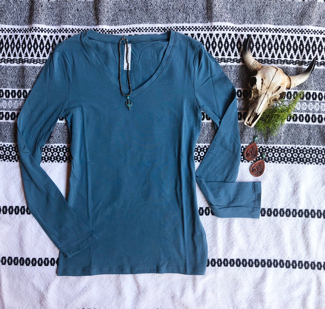 Slate Blue Long Sleeve Tee
