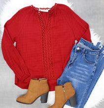 Load image into Gallery viewer, Ruby Red Embroidered Top