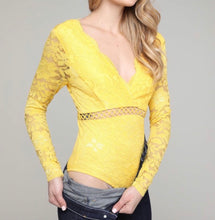 Load image into Gallery viewer, Yellow Lace Bodysuit