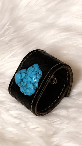 Black Leather Cuff Bracelet