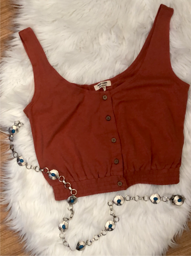 Terracotta Cotton Button Down Top
