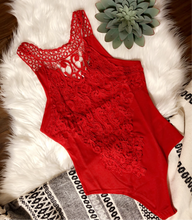 Load image into Gallery viewer, Red Lace Bodysuit