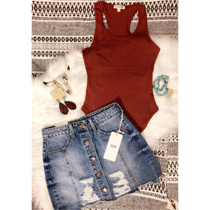 Rust Racerback Bodysuit