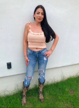 Load image into Gallery viewer, Just Peachy Smocked Crop Fit Top