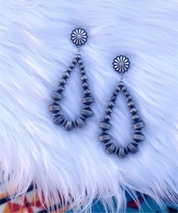 Steel Magnolias Silver Beaded Hoop Earrings