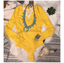 Load image into Gallery viewer, Yellow Lace Bodysuit