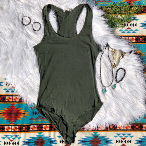 Olive Racerback Bodysuit