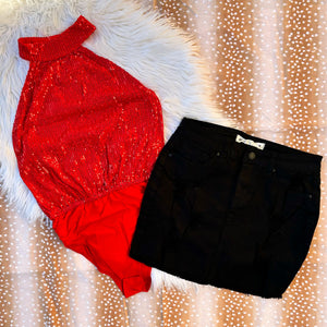 Monroe Red Sequin Halter Top