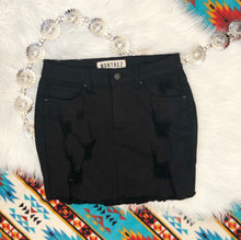Load image into Gallery viewer, Black Distressed Denim Skirt