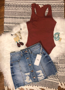 Rust Racerback Bodysuit