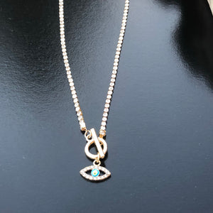 Evil Eye Gold & Rhinestone Necklace