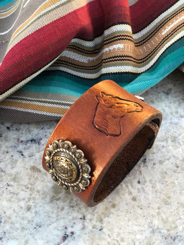 Wild Horses Leather Cuff Bracelet