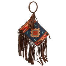 Load image into Gallery viewer, Navy Aztec Fringe Clutch