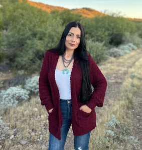 Dark Burgundy Cozy Cardigan