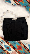 Load image into Gallery viewer, Black Distressed Denim Skirt