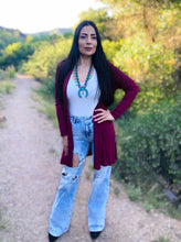 Load image into Gallery viewer, Maroon Waffle Knit Cardigan