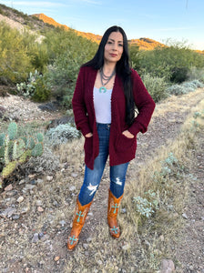 Dark Burgundy Cozy Cardigan