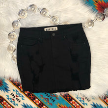 Load image into Gallery viewer, Black Distressed Denim Skirt