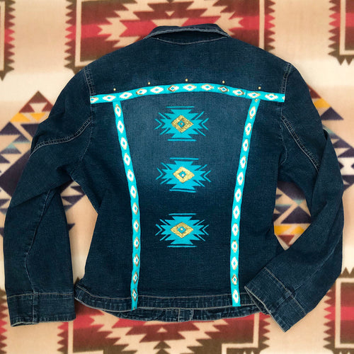 Aztec Print Denim Jacket