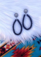 Load image into Gallery viewer, Lane Black Beaded Earrings