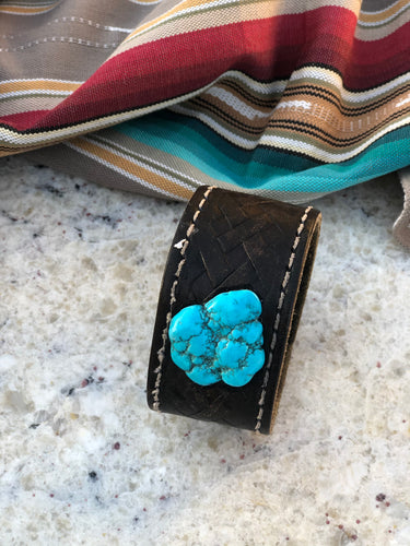 Black Leather cuff Bracelet