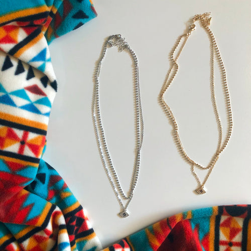 Gold 2 Strand Evil Eye Necklace