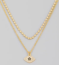 Load image into Gallery viewer, Gold 2 Strand Evil Eye Necklace