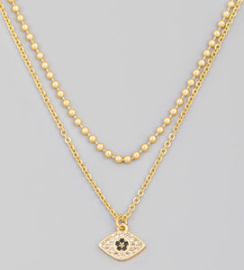 Gold 2 Strand Evil Eye Necklace