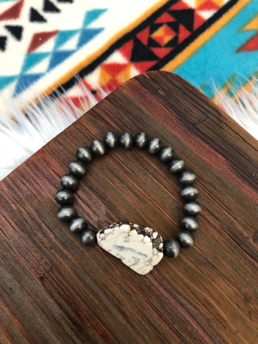 White Slab Bead Bracelet