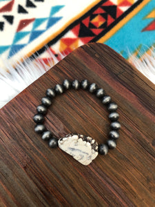 White Slab Bead Bracelet