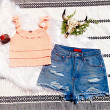 Load image into Gallery viewer, Just Peachy Smocked Crop Fit Top