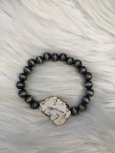 White Slab Bead Bracelet