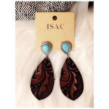 Load image into Gallery viewer, Leather &amp; Turquoise Earrings